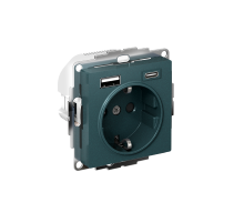 AtlasDesign Розетка 16А c 2 USB A+C, 5В/2,4А/3,0А, 2х5В/1,5А, механизм, Изумруд  ATN000832  SE