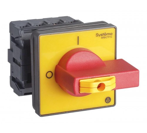 Выключатель-Разъединитель 4P 32A IP20 с красной рукояткой на дверцу 4 винта 1 замок  MSD32460R  SE