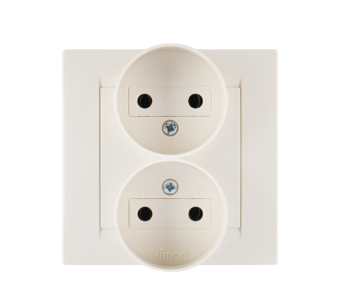Simon 15 Сл. кость Розетка двойная б/з, 16А 250В, винт. зажим  1590457-031  Simon