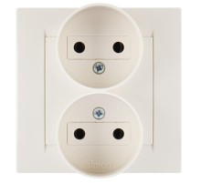 Simon 15 Сл. кость Розетка двойная б/з, 16А 250В, винт. зажим  1590457-031  Simon
