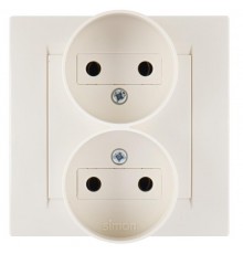 Simon 15 Сл. кость Розетка двойная б/з, 16А 250В, винт. зажим  1590457-031  Simon