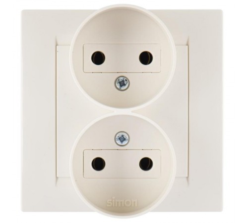 Simon 15 Сл. кость Розетка двойная б/з, 16А 250В, винт. зажим  1590457-031  Simon