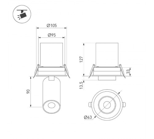 Светильник LTD-PULL-R100-10W Day4000 (WH, 24 deg, 230V) (Arlight, IP20 Металл, 5 лет)  031364  Arlight