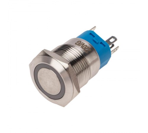 Кнопка антивандальная 19 250В Фикс (5с) ON-OFF/OFF-ON подсв/зеленая  36-3443  REXANT