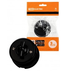 Выключатель поворотный 2-кл. с ручкой (бантик) 10А черный "Виви"  SQ1820-1206  TDM