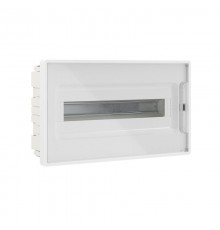 Щиток 18 мод встраиваемый FRAME, белый, с прозрачной дверцей, с 2 шинами  PEN на 8 и 10 отв.  F18B1WT  DKC