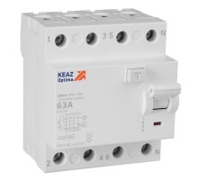 Выключатель дифференциального токаOptiDin DM63-4463-AC-4,5-УХЛ4 (4P, 63, 300mA)  343905  КЭАЗ