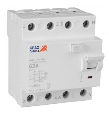 Выключатель дифференциального токаOptiDin DM63-4463-AC-4,5-УХЛ4 (4P, 63, 300mA)  343905  КЭАЗ