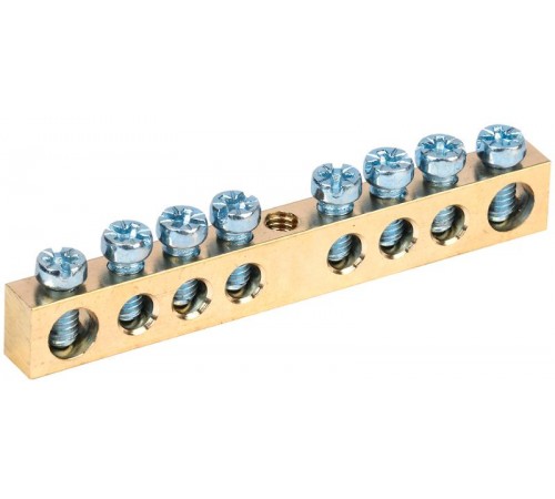 Шина PEN земля-ноль 6х9мм 8/1 (8групп/креп по центр)  YNN10-08-100  IEK