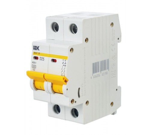 Выключатель автоматический двухполюсный ВА47-29 25А D 4,5кА KARAT  MVA20-2-025-D  IEK