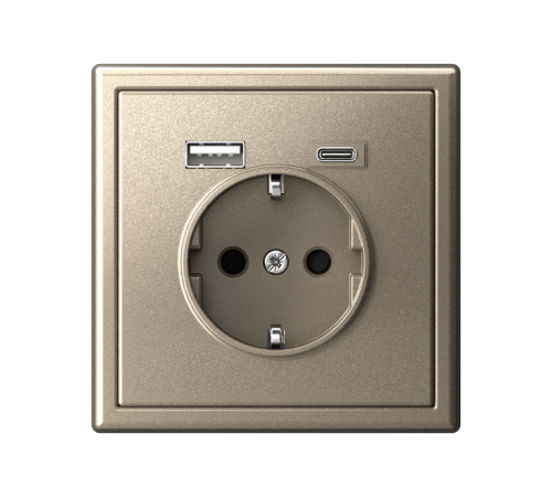 ArtGallery Шампань Розетка 16А с 2 USB A+C, 5В/2,4А/3,0А, 2х5В/1,5А, механизм  GAL000532  SE