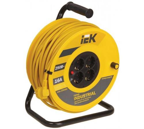 Катушка УК40 с т/з 4 места 2Р+PЕ/40м 3х1,5 мм2 "Industrial"  WKP15-16-04-40  IEK