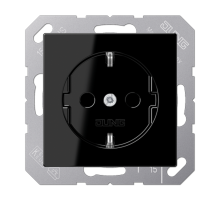 Штепсельная розетка SCHUKO 16А / 250В, с защитными шторками, пружинные зажимы; дюропласт; черный; A500  A1520KISW  Jung