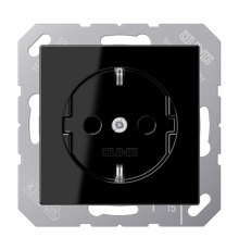 Штепсельная розетка SCHUKO 16А / 250В, с защитными шторками, пружинные зажимы; дюропласт; черный; A500  A1520KISW  Jung
