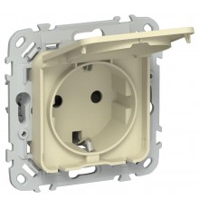FLITE Розетка с заземлением со шторками с крышкой быстрозажимные клеммы 16А IP44 РСшкр11-1-44-ФлН навахо  FI-R16-16-1-44-K87  IEK