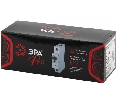 Выключатель автоматический трехполюсный Pro NO-901-48 ВА47-63 3P 25А кривая C  Б0031818  ЭРА
