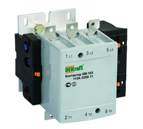Контактор 115А 380В АС3 1НО+1НЗ КМ-103   22151DEK  DEKraft