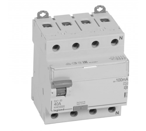 Выключатель дифференциальный (УЗО) DX3-ID 4п 40А 100мА тип A  411770  Legrand