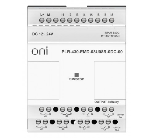 ПЛК 430 Модуль IO 4 DI 4 UI 8 RO 24В DC  PLR-430-EMD-08U08R-0DC-00  ONI
