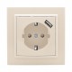 Розетка 1-местная СП с/з Минск 16А бежевая с защ. штор. с USB 1А EKFERR16-028-200-USBEKF