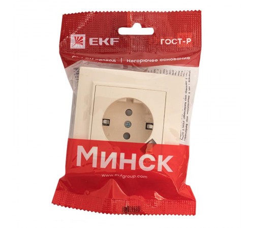 Розетка 1-местная СП с/з Минск 16А бежевая с защ. штор. с USB 1А EKFERR16-028-200-USBEKF