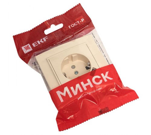 Розетка 1-местная СП с/з Минск 16А бежевая с защ. штор. с USB 1А EKFERR16-028-200-USBEKF