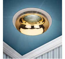 Cветильник встраиваемый декоративный KL103 WH/GD MR16 GU5.3 белый золото  Б0056351  ЭРА