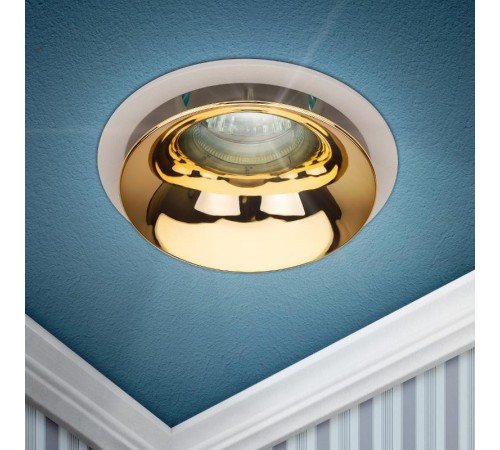 Cветильник встраиваемый декоративный KL103 WH/GD MR16 GU5.3 белый золото  Б0056351  ЭРА