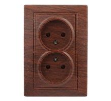 1-204-10 Intro Розетка 2х2P, 16А-250В, IP20, СУ, Plano, венге  Б0030068  Intro