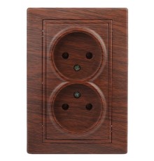 1-204-10 Intro Розетка 2х2P, 16А-250В, IP20, СУ, Plano, венге  Б0030068  Intro