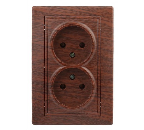 1-204-10 Intro Розетка 2х2P, 16А-250В, IP20, СУ, Plano, венге  Б0030068  Intro