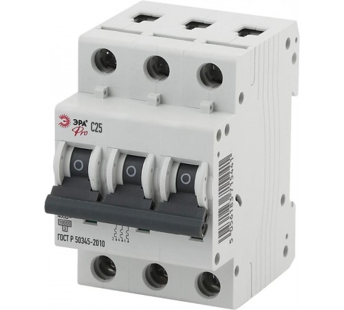 Выключатель автоматический трехполюсный Pro Pro NO-901-38 ВА47-100 3P 25А кривая C  Б0031808  ЭРА