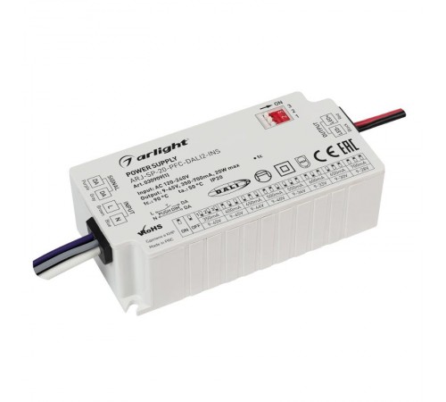 Блок питания ARJ-SP-20-PFC-DALI2-INS (20W, 9-45V, 0.35-0.7A) (Arlight, IP20 Пластик, 5 лет)  030909(1)  Arlight