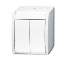 Выключатель 2-клавишный, для открытого монтажа, IP44, серия ocean, цвет альпийский белый  1085-0-1621  2CKA001085A1621  ABB