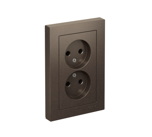 AtlasDesign Мокко Розетка без заземления двойная, 16А, (в сборе с рамкой)  ATN000620  SE
