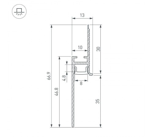 Профиль PLINTUS-FANTOM-H35-2000 ANOD (Arlight, Алюминий)  048687  Arlight