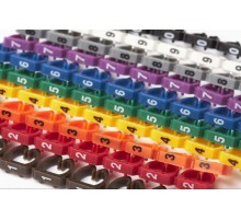 Hyperline MA-55-R Маркеры (клипсы) на кабель, защелкивающиеся D 4-5.5мм, "0"-"9", 10 цветов (100 шт.) 28695Hyperline