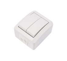 Выключатель двухклавишный INDUSTRIAL IP54, о/у, белый  KR-78-0832  Kranz