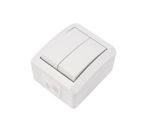 Выключатель двухклавишный INDUSTRIAL IP54, о/у, белый  KR-78-0832  Kranz