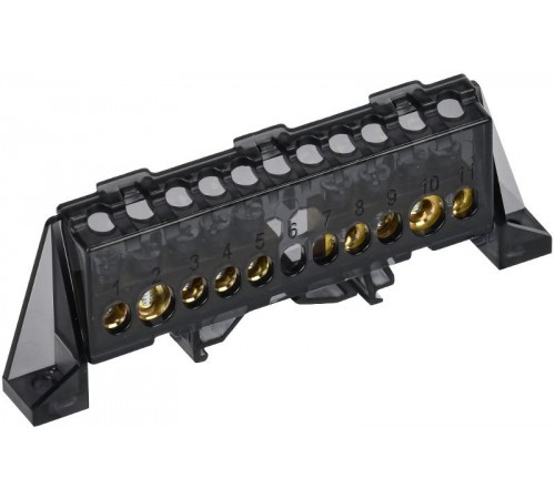 TEKFOR Шина N "ноль" в комбинированном DIN-изоляторе "Стойка" 8х12-(4+5)-Ч  TF-NN20-45-DP-K02  IEK