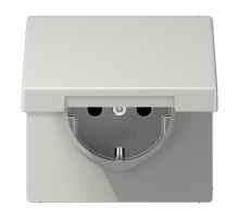 Штепсельная розетка SCHUKO 16А / 250В с подпружиненной откидной крышкой, пружинные зажимы; дюропласт; светло-серый; LS990  LS1520KLLG  Jung