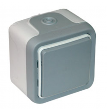 Plexo Серый Переключатель промежуточный (перекрёстный) наружный монтаж 10А (в сборе) IP55  069716  Legrand