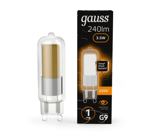 Лампа светодиодная LED 3,5Вт G9 AC220-240В 3000К Glass  107809103  Gauss