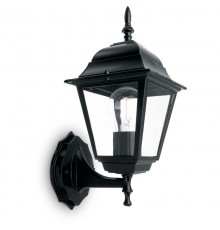 Светильник садово-парковый 4101 четырехгранный на стену вверх 60W E27 230V, черный  11014  Feron