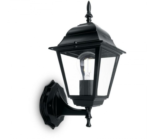 Светильник садово-парковый 4101 четырехгранный на стену вверх 60W E27 230V, черный  11014  Feron