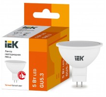 Лампа светодиодная LED 5Вт GU5.3 220В 3000К MR16 софит  LLE-MR16-5-230-30-GU5  IEK