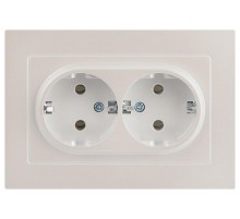 Розетка Intro Accent 6-205-06 , 2X2P+E Schuko, 16А-250В, IP20, СУ, AL/CU, перламутр  Б0063495  Intro