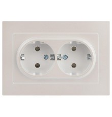 Розетка Intro Accent 6-205-06 , 2X2P+E Schuko, 16А-250В, IP20, СУ, AL/CU, перламутр  Б0063495  Intro