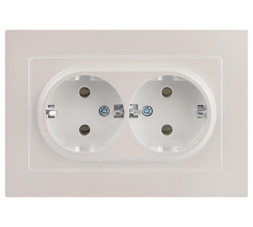 Розетка Intro Accent 6-205-06 , 2X2P+E Schuko, 16А-250В, IP20, СУ, AL/CU, перламутр  Б0063495  Intro