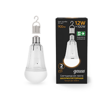 Лампа светодиодная A80 12W 900lm 3000K Е27 авар. с Li-Ion аккумулятором  102002112  Gauss